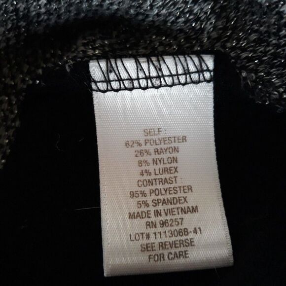 Christopher Banks Tunic Top Womens Large Black Gray Silver Metallic Side Front Z - Picture 11 of 12